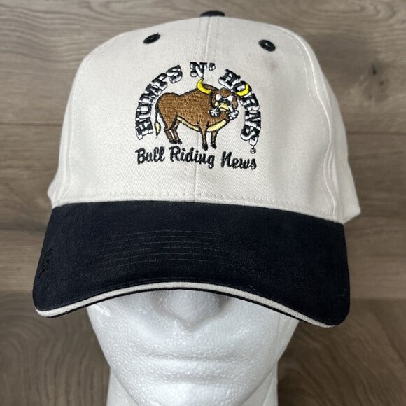 Humps N Horns Bull Riding News Tan Ball Cap Hat Hook N Loop - Picture 2 of 14